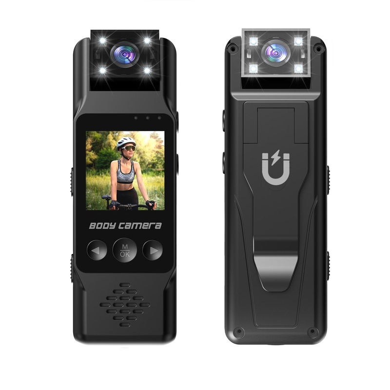 Mini Body Camera with 180 Rotatable Lens, Night Vision & Motion Detection – 1.3 Screen 1200mAh Battery(black+64G)”