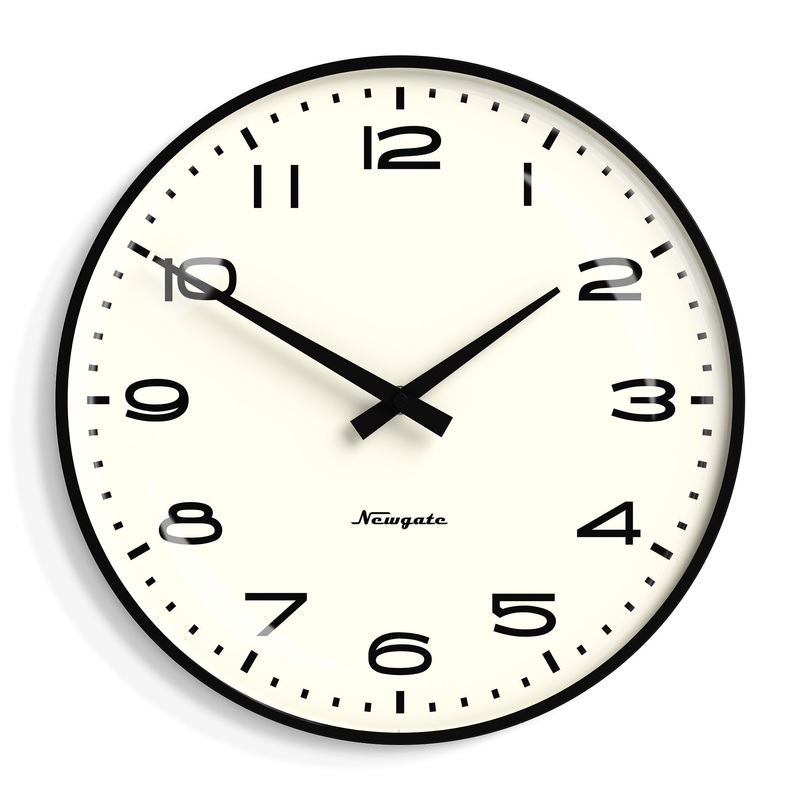 Newgate Radio City Wall Clock Black Arabic Dial – Matte Black