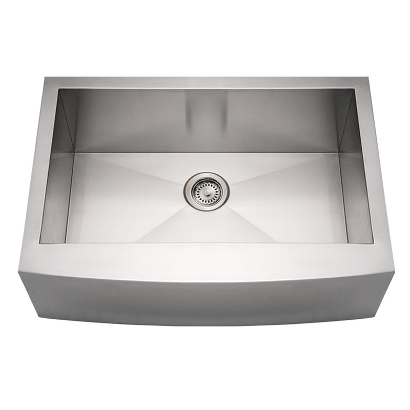 Noah’s Collection Brushed Stainless Steel Commercial Single Bowl Sink with an Arched Front Apron