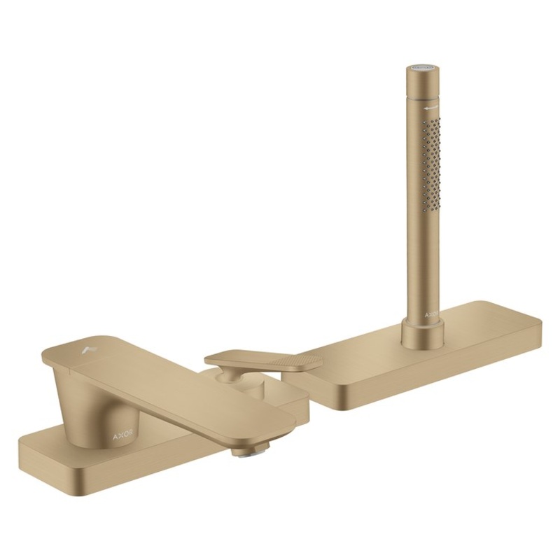 Roman Tub Trim Citterio C with Handshower and Sbox 1 Lever Cubic Cut Brushed Bronze WaterSense 3 Hole 5.3 Gallons per Minute