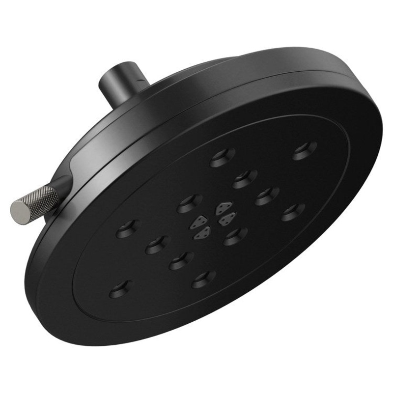 Showerhead Litze 4 Functions Round with H2Okinetic Technology Matte Black/Brilliance Luxe Steel 8 Inch 1.75 Gallons per Minute
