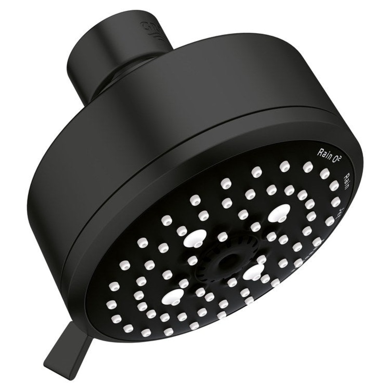 Showerhead Tempesta Cosmopolitan 100 4 Function Matte Black 4 Inch 1.75 Gallons per Minute Rain O2 Rain Massage Jet White Spray face