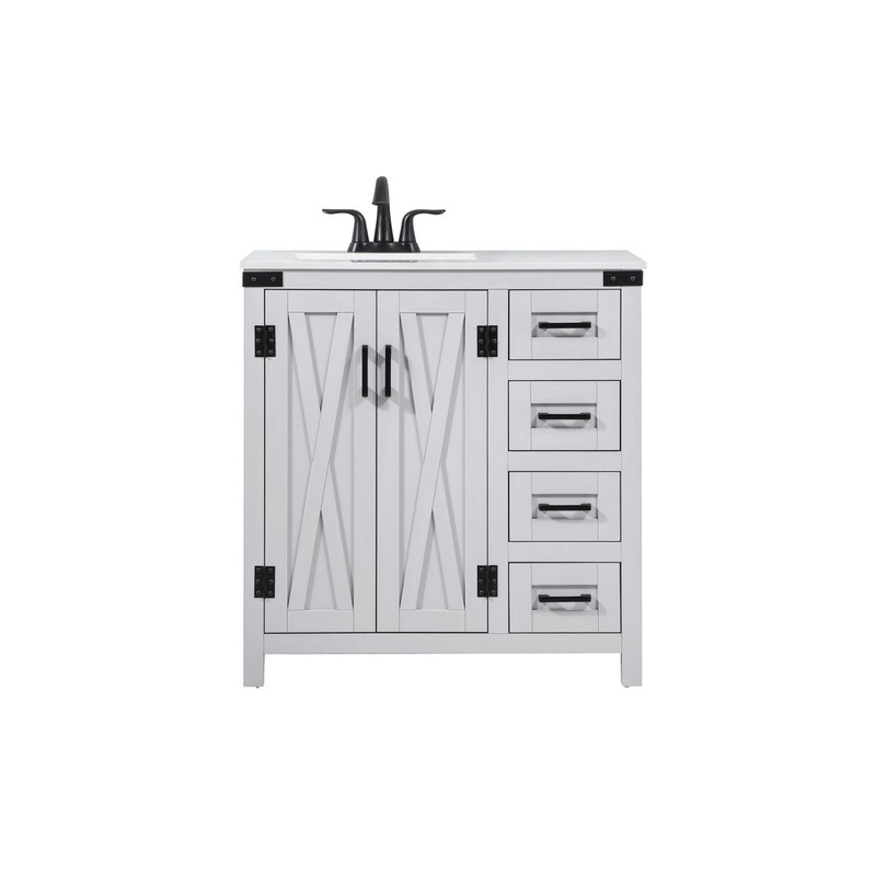 Single Bathroom Vanity from the Grant Collection in Grey Finish by Elegant Lighting