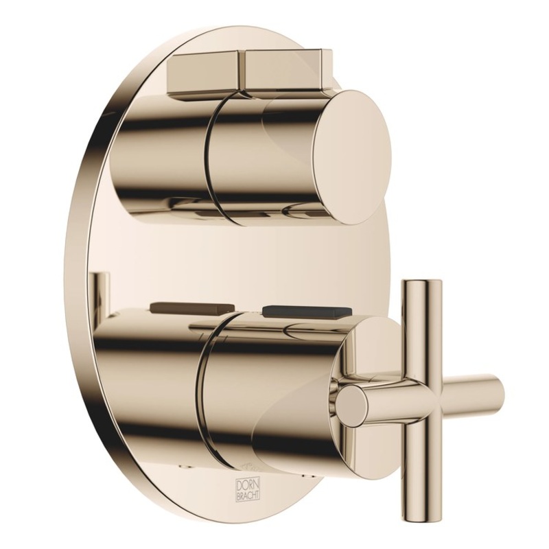 Thermostatic Trim TARA Concealed with 1 Way Volume Control 2 Cross/Knob Champagne ADA