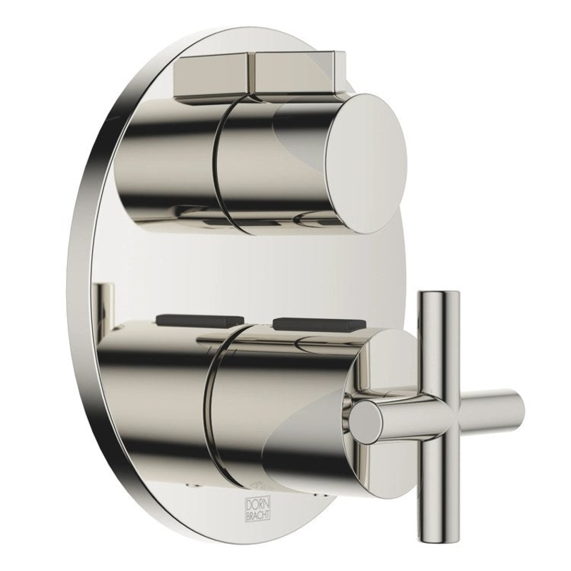 Thermostatic Trim TARA Concealed with 1 Way Volume Control 2 Cross/Knob Platinum ADA