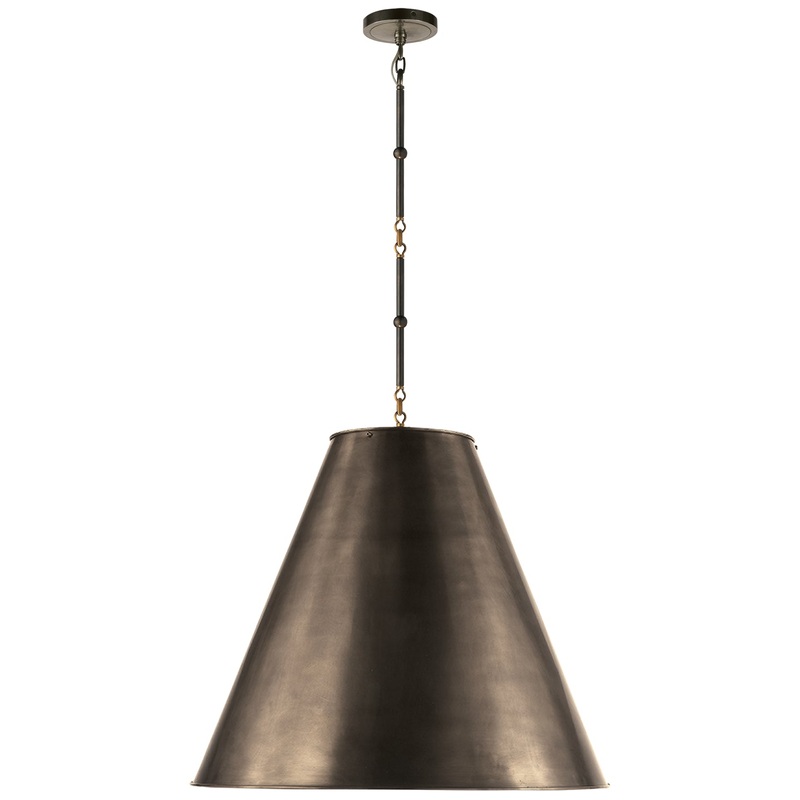 Two Light Pendant from the Goodman Collection in Bronze With Antique Brass Finish by Visual Comfort Signature