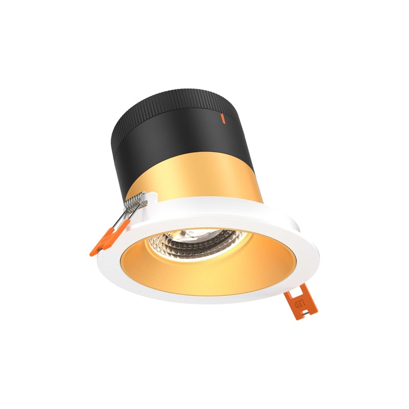 4″ Modular Downlight Gold with White Trim 20 Degrees Sloped Ceiling
