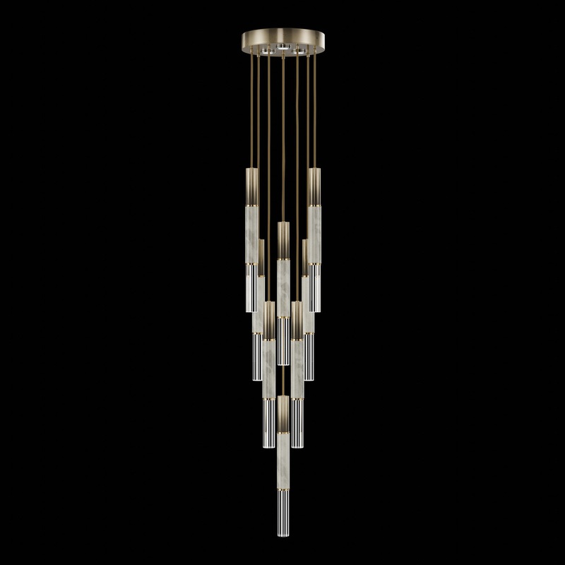 Antonia 16″W Round Pendant Ombre Bronze/Brass/Smoke
