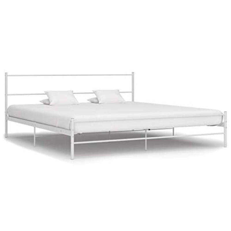 BIGTO – Struttura letto in metallo acciaio per camera da letto, 160 x 200 cm, colore: Bianco