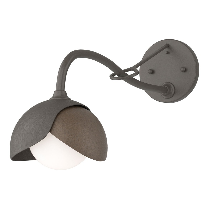 Brooklyn 1-Light Double Shade Long-Arm Sconce Dark Smoke Bronze