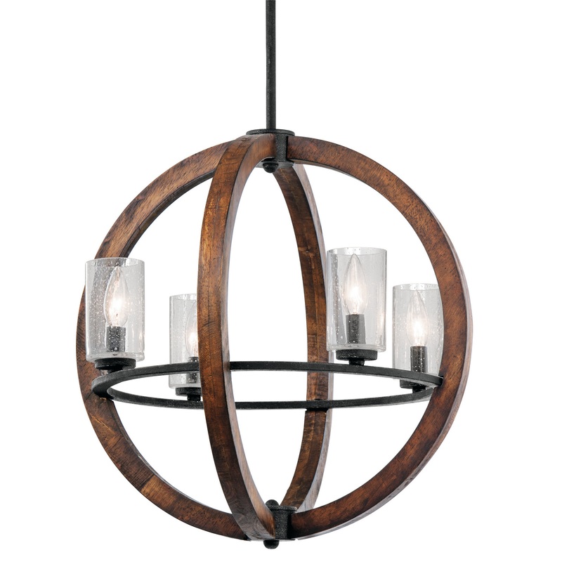 Kichler 43185AUB Four Light Chandelier, Auburn Stained