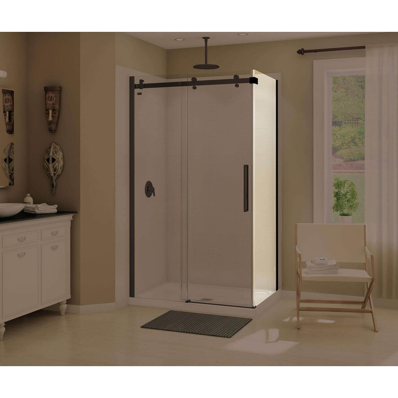 MAAX 139396-900-340-000 Halo Return Panel for 36 in. Base with Clear glass in Matte Black