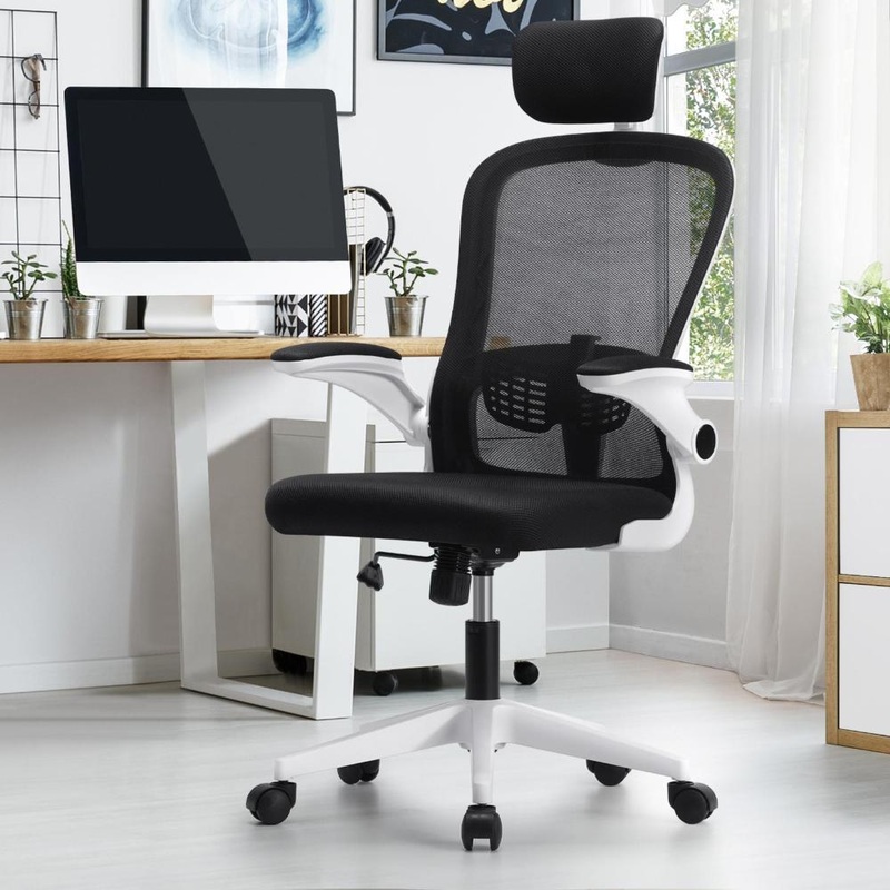 Mesh Office Chair Fabric Seat White&Black
