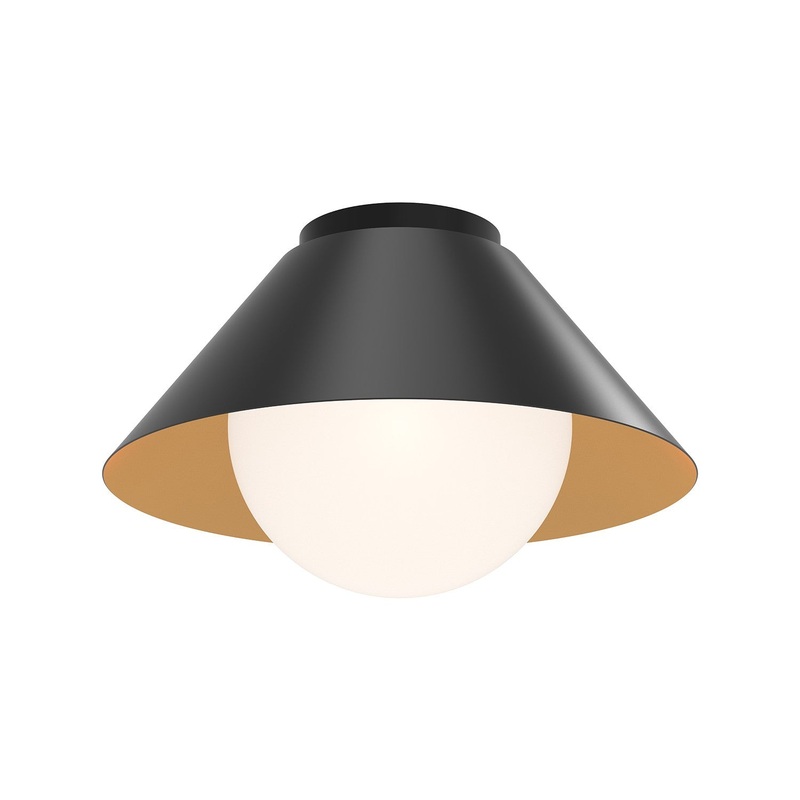One Light Flush Mount from the Remy Collection in Brushed Gold/Opal Glass|Matte Black/Opal Glass|White/Opal Glass Finish by Alora