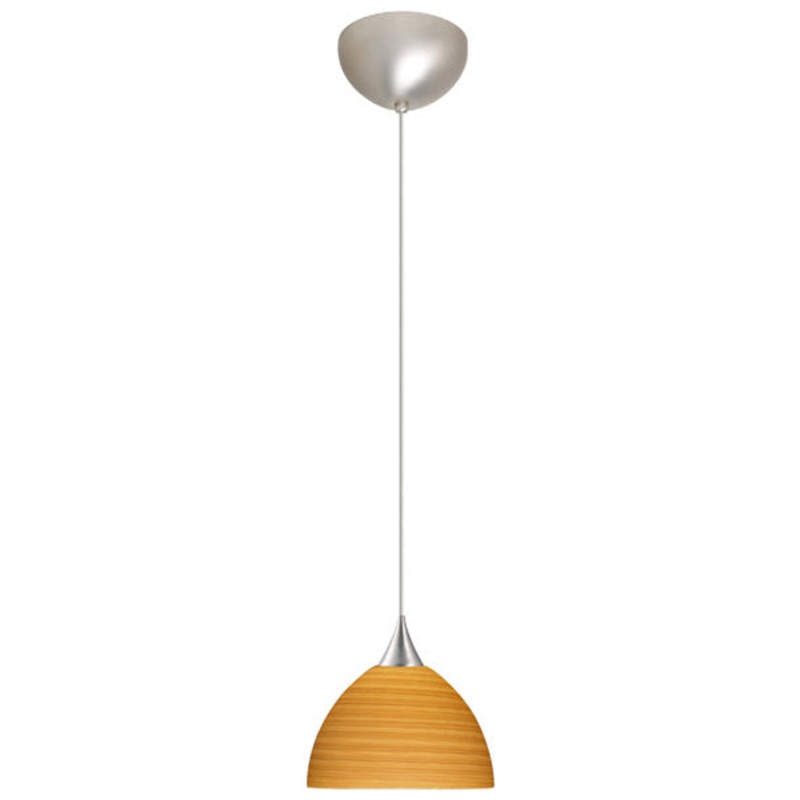 One Light Pendant from the Brella Collection in Satin Nickel Finish by Besa