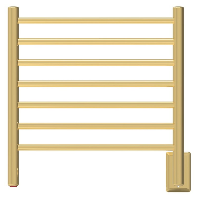 Towel Warmer Radiant 7 Bar Small Straight Hardwire/Plug-In 273 BTU 20 x 21 Inch Polished Gold 304 Stainless Steel