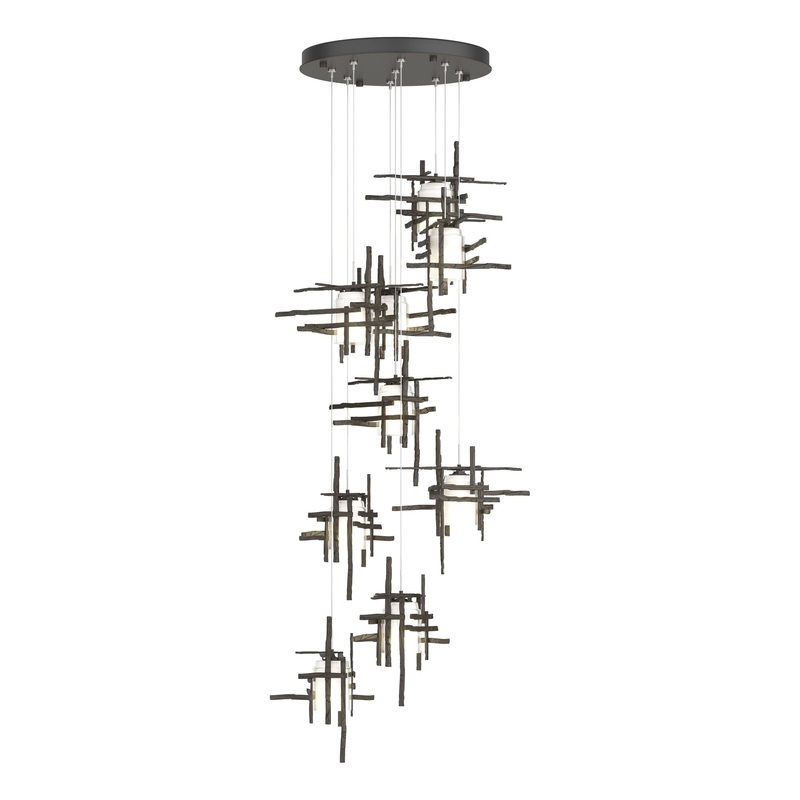 Tura 9-Light Frosted Glass Pendant Dark Smoke