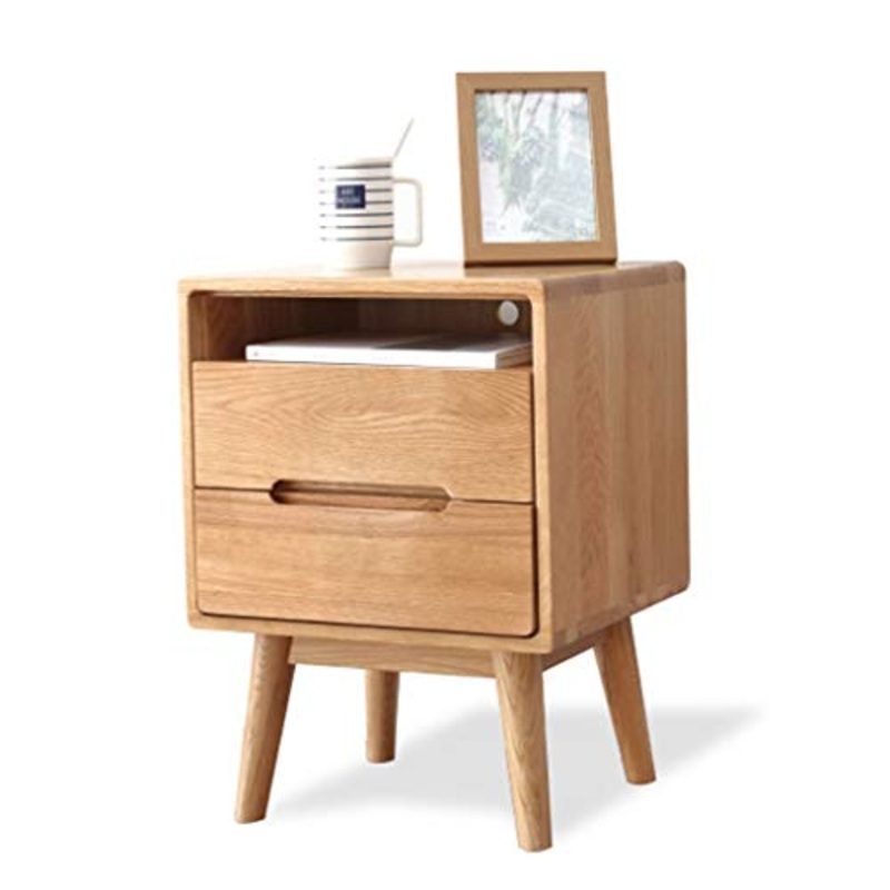 Com e cassettiere Comodino in Legno massello mobili Camera da Letto Comodino armadietto Mini armadietto Soggiorno Basso armadietto Due cassetti Camera da Letto (Color : Wood, Size : 40 * 35 * 55cm)