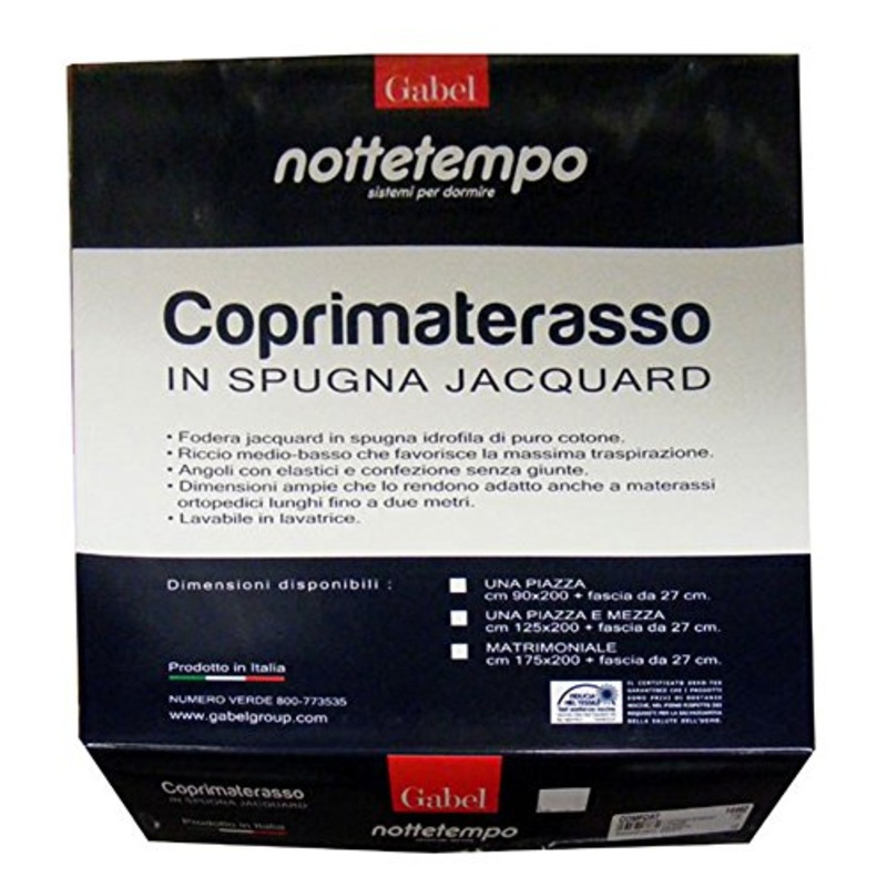 COPRIMATERASSO 2 PIAZZE MATRIMONIALE SPUGNA JACQUARD CONFORT NOTTETEMPO GABEL