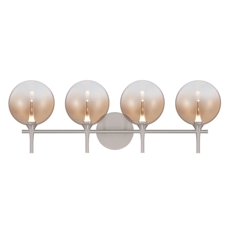 Iissa 4-Light Vanity Light Nickel Amber Glass