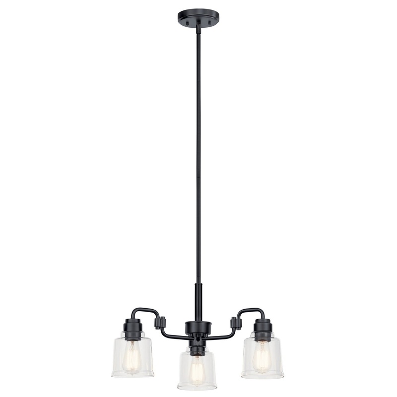 Kichler 52397BK Three Light Chandelier, Black