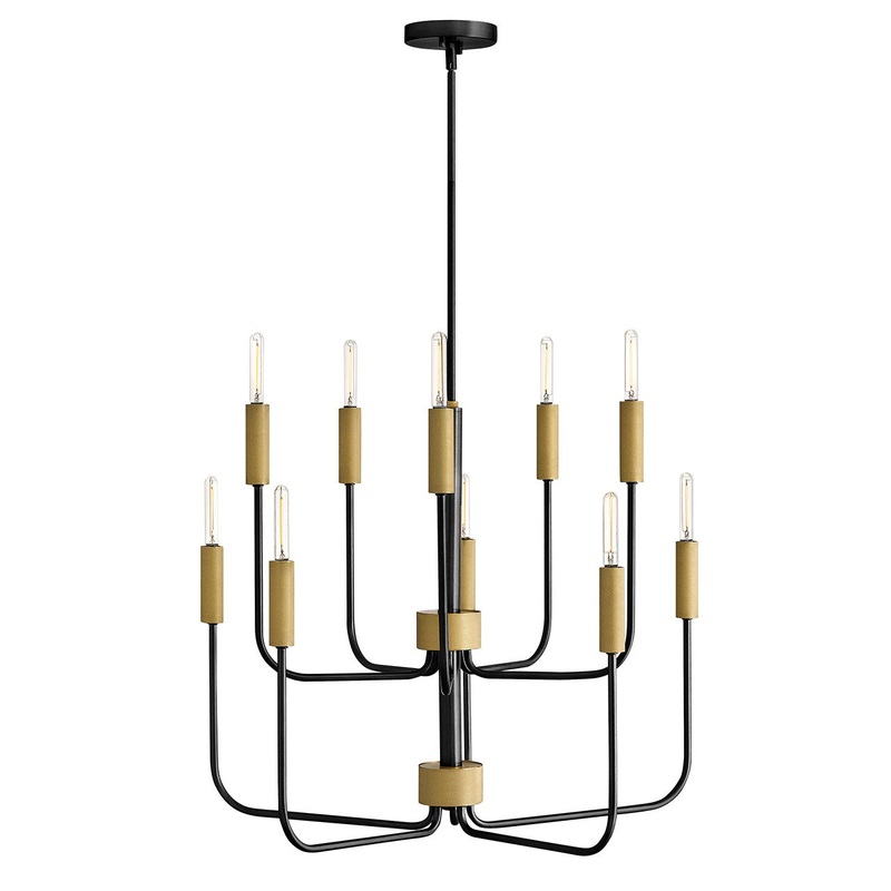 LED Chandelier from the Austen Collection in Black Finish by Lark
