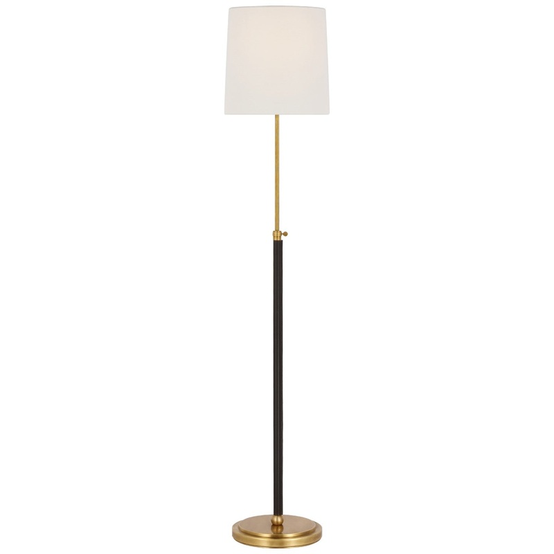 LED Floor Lamp from the Bryant Wrapped Collection in Hand-Rubbed Antique Brass and Chocolate Leather Finish by Visual Comfort Signature