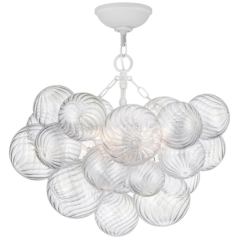LED Semi-Flush Mount from the Talia Collection in Plaster White And Clear Swirled Glass Finish by Visual Comfort Signature