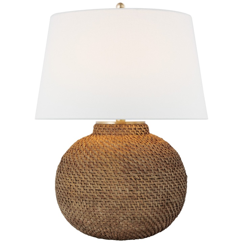 LED Table Lamp from the Avedon Collection in Natural Rattan Finish by Visual Comfort Signature