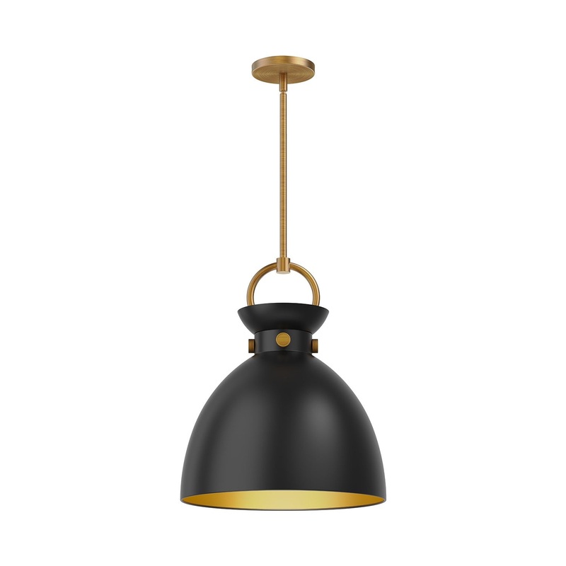 One Light Pendant from the Waldo Collection in Aged Gold|Aged Gold/Matte Black|Matte Black/Aged Gold Finish by Alora