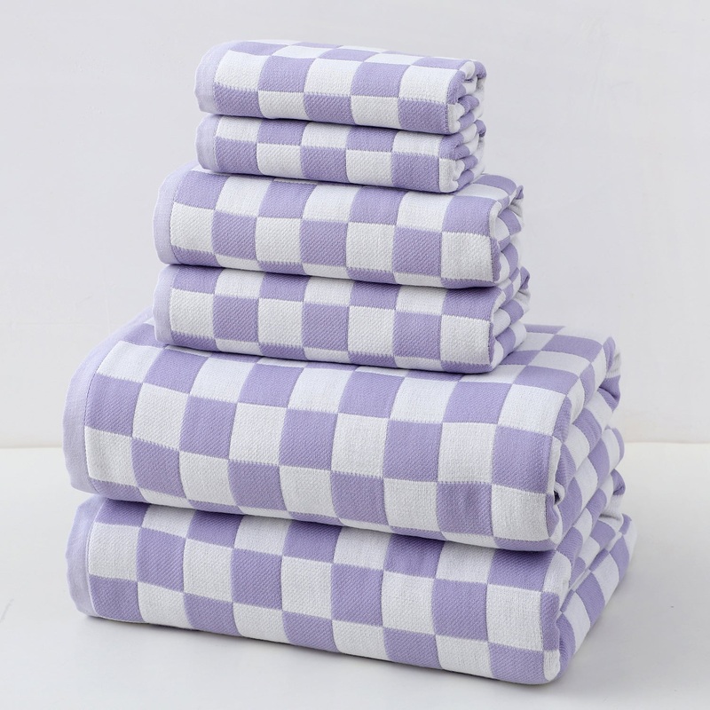 Purple Ultra-Soft 100% Cotton Gauze 6-Piece Towel Set | Absorbent & Quick-Dry Bath Towel