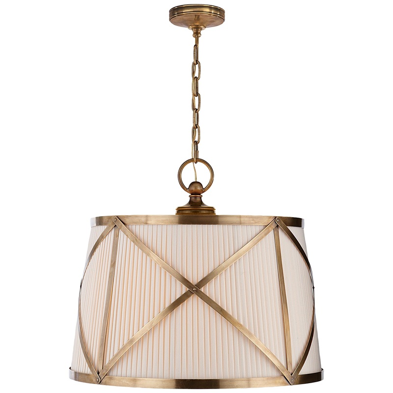 Three Light Pendant from the Grosvenor Collection in Antique-Burnished Brass Finish by Visual Comfort Signature