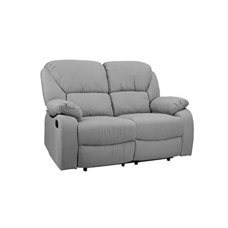 Tot Piccinni Set Divano 2 o 3 posti, Poltrona Relax Calipso Reclinabile, Imbottito con Braccioli e Poggiapiedi (Tessuto Grigio Chiaro, 2 Posti)