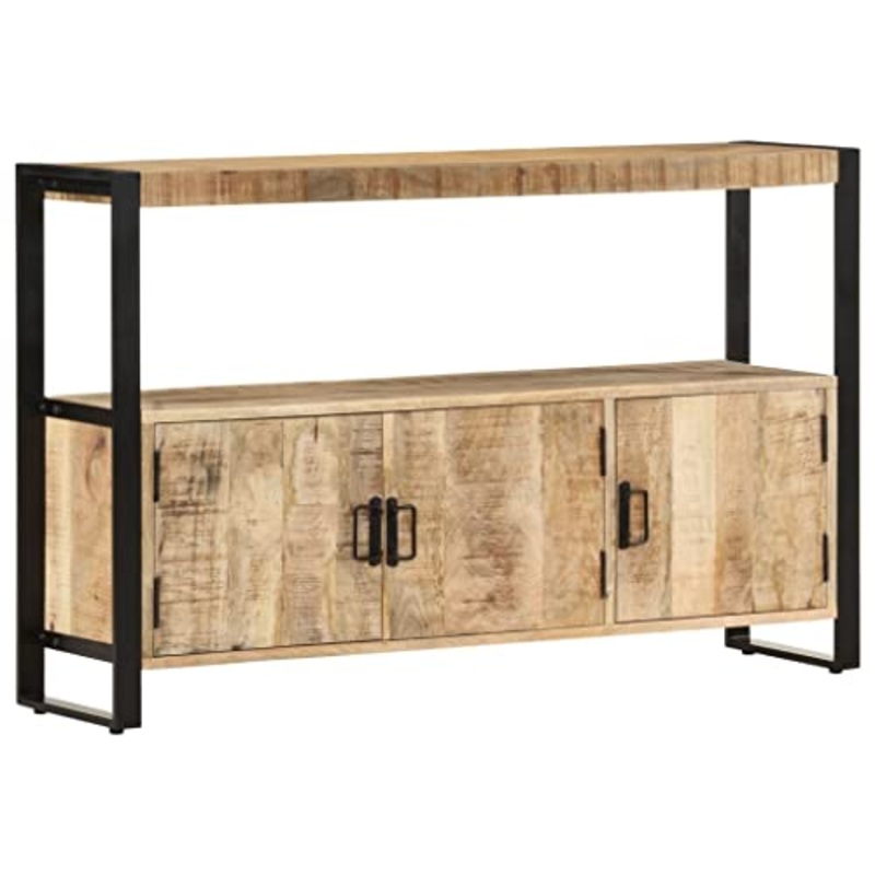 vidaXL Armadietto con 3 Ante e 1 Scomparto Robusto Rustico Lucidato Mobile Basso Credenza Arredamento 120x30x75 cm Legno Massello di Mango