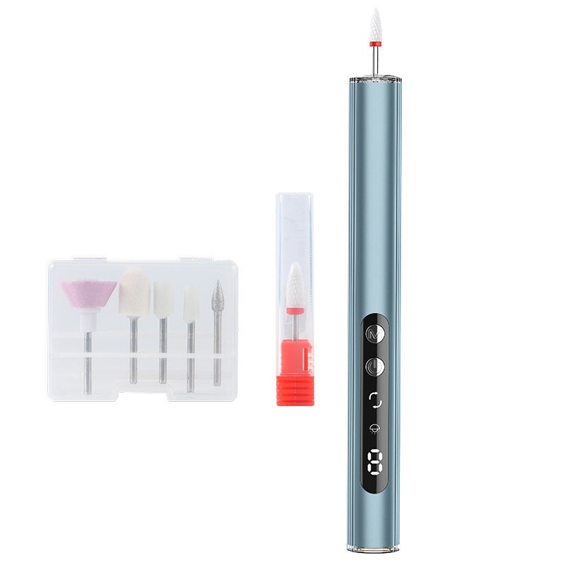 Blue Rechargeable Electric Nail Drill Pen with UV Curing Lamp – Professional All-in-One Manicure Pedicure Kit for Polishing & Gel Removal