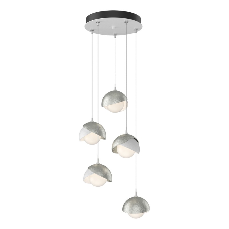 Brooklyn 5-Light Double Shade Pendant White Sterling