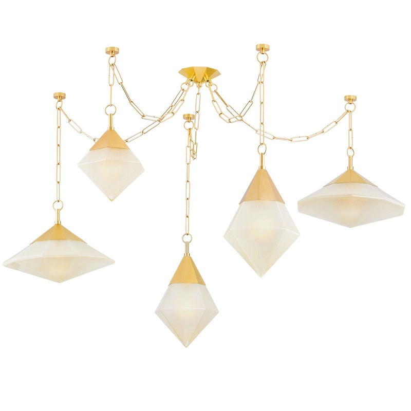 Corbett Lighting 383-59-VPB Angelique Five Light Chandelier Vintage Polished Brass