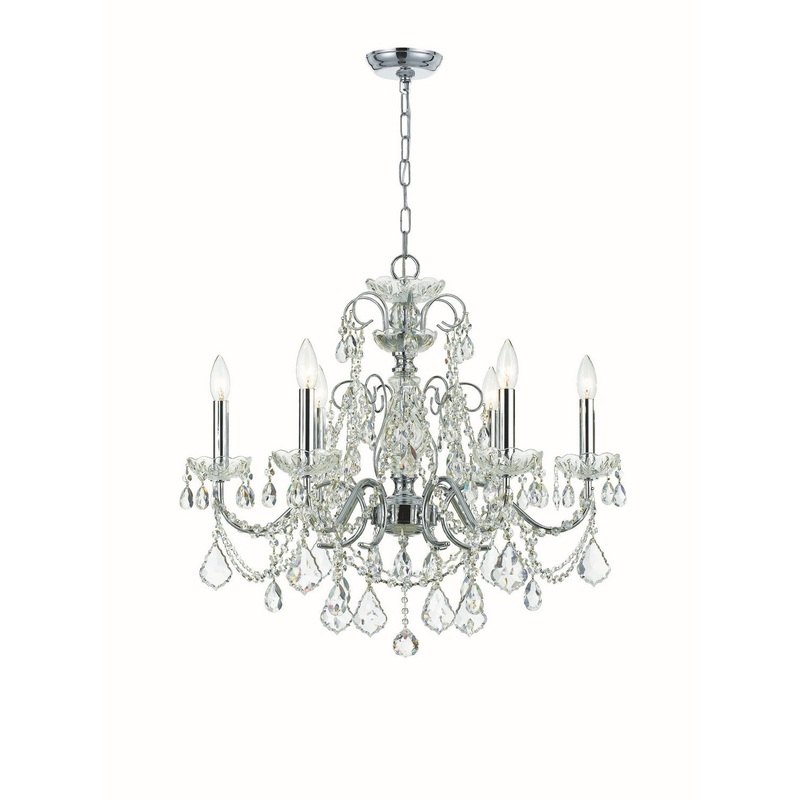 Crystorama 3226-CH-CL-MWP Imperial Six Light Chandelier Polished Chrome