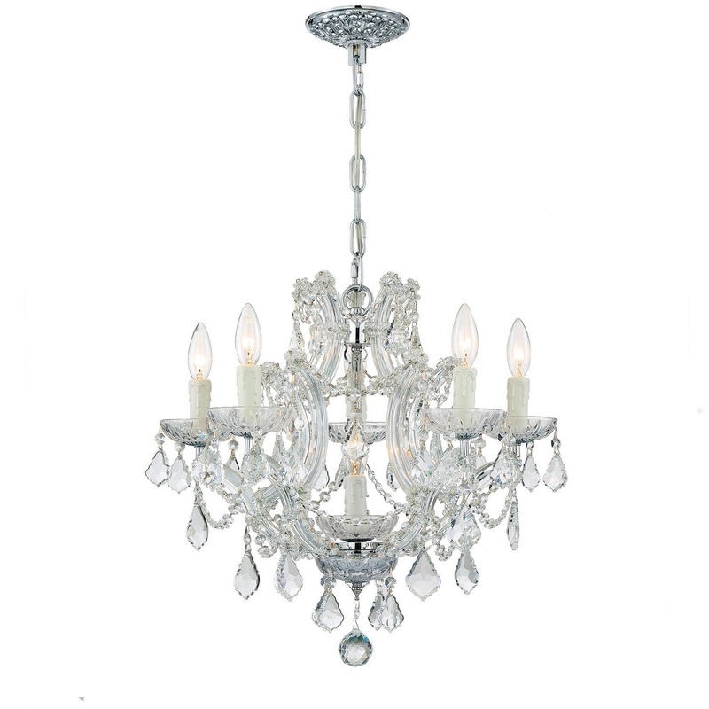 Crystorama 4405-CH-CL-S Maria Theresa Six Light Mini Chandelier Polished Chrome
