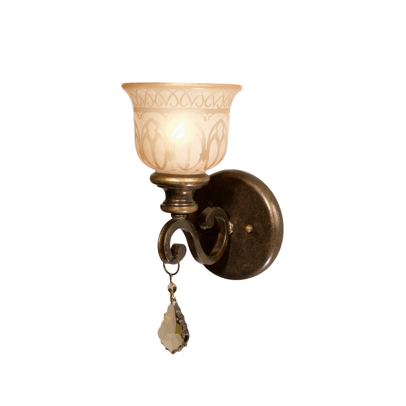 Crystorama 7501-BU-GT-MWP Norwalk One Light Wall Sconce Bronze Umber