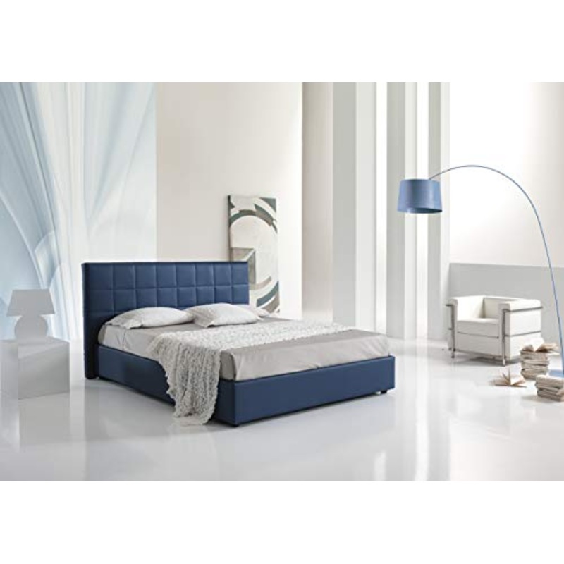 dormire meglio Letto Imbottito con Contenitore, in Similpelle sfoderabile (con Materasso 160)