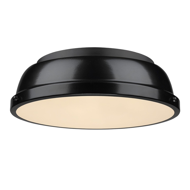 Duncan 14″ Flush Mount in Black with a Black Shade