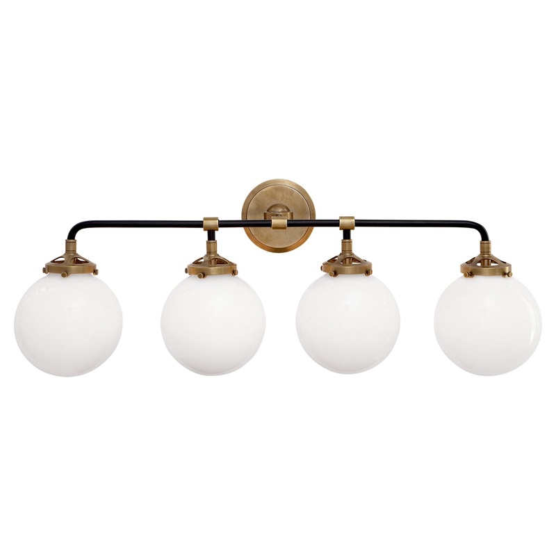 Four Light Bath Sconce from the Bistro Collection in Hand-Rubbed Antique Brass And Black Finish by Visual Comfort Signature