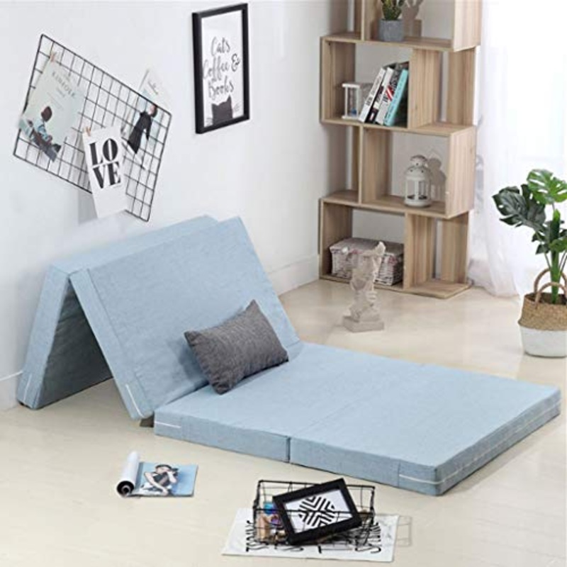 GLzcyoo Materasso Pieghevole – Portable Materasso, Copertura Rimovibile Trifold Schiuma coprimaterasso con – Sleeping Mat – Z Letto futon Materasso Materasso Pieghevole Viaggi Materasso