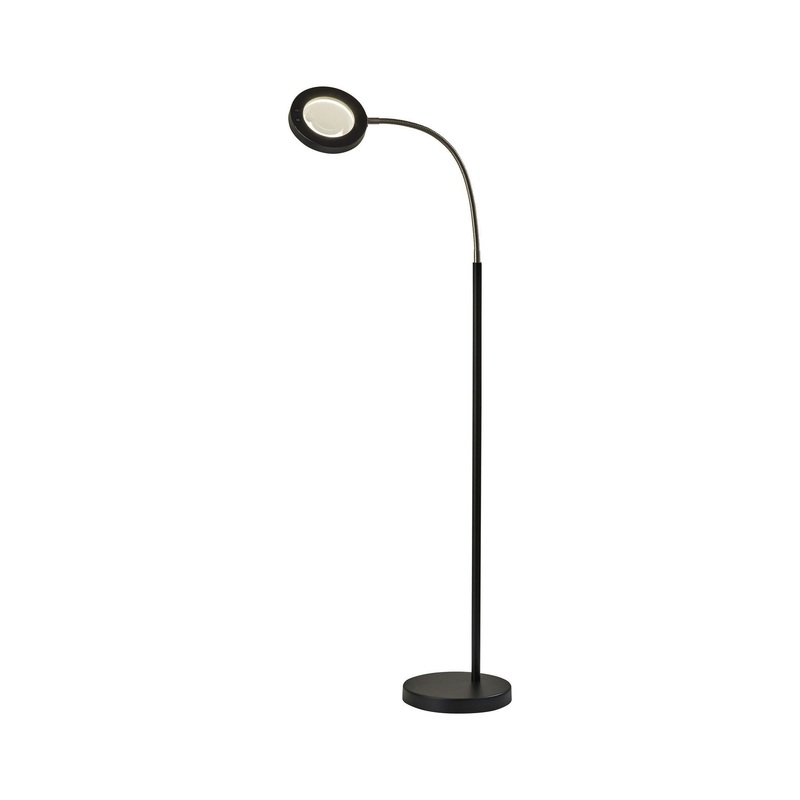 Holmes LED Magnifier Floor Lamp with Smart Switch Brushed Steel & Black