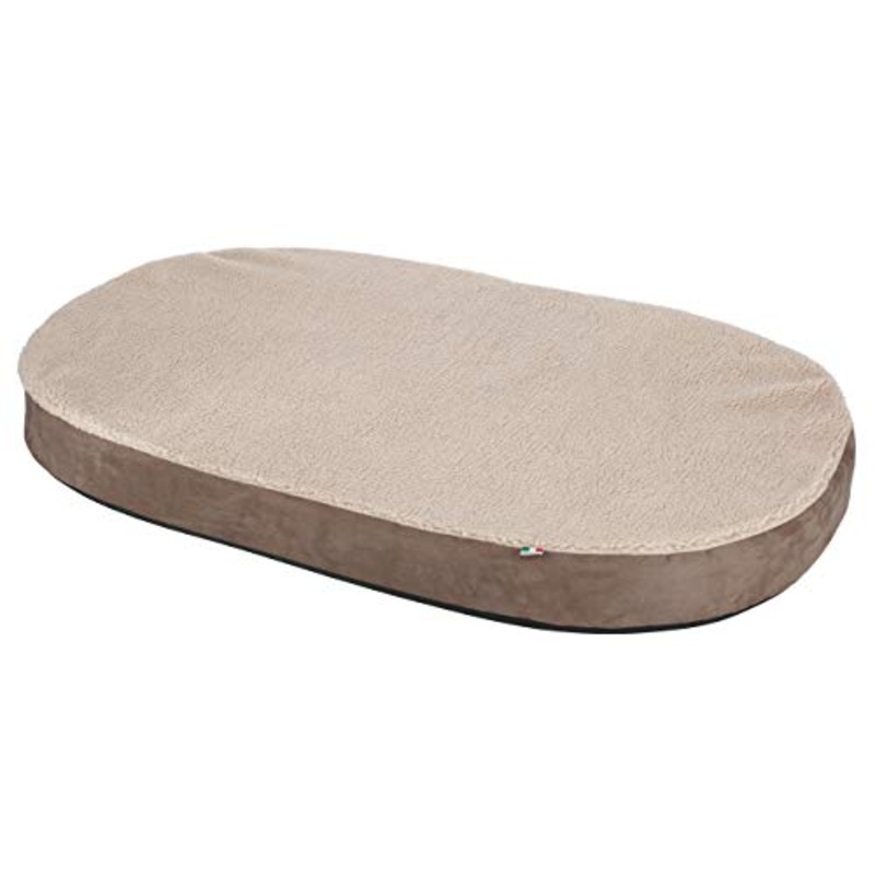 Kerbl 80332 Memory Foam – Materasso ovale, 72 x 52 x 8 cm, grigio/beige