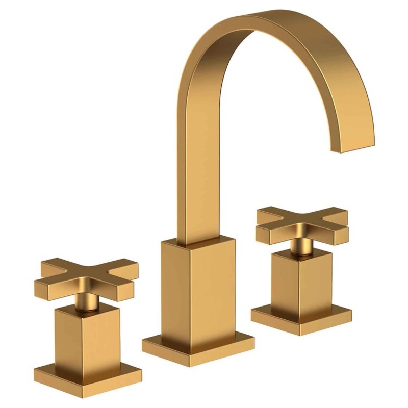 Lavatory Faucet Secant Widespread 8 to 20 Inch Spread 2 Cross ADA Satin Bronze PVD 1.2 Gallons per Minute Brass Spout Height 6-3/4 Inch