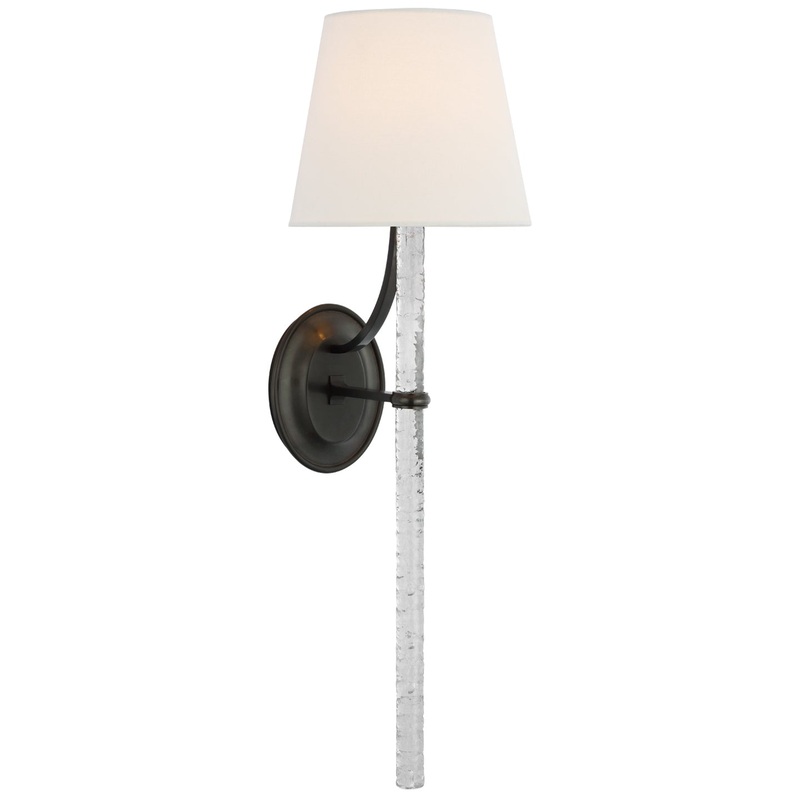 LED Wall Sconce from the Abigail Collection in Bronze And Clear Wavy Glass Finish by Visual Comfort Signature