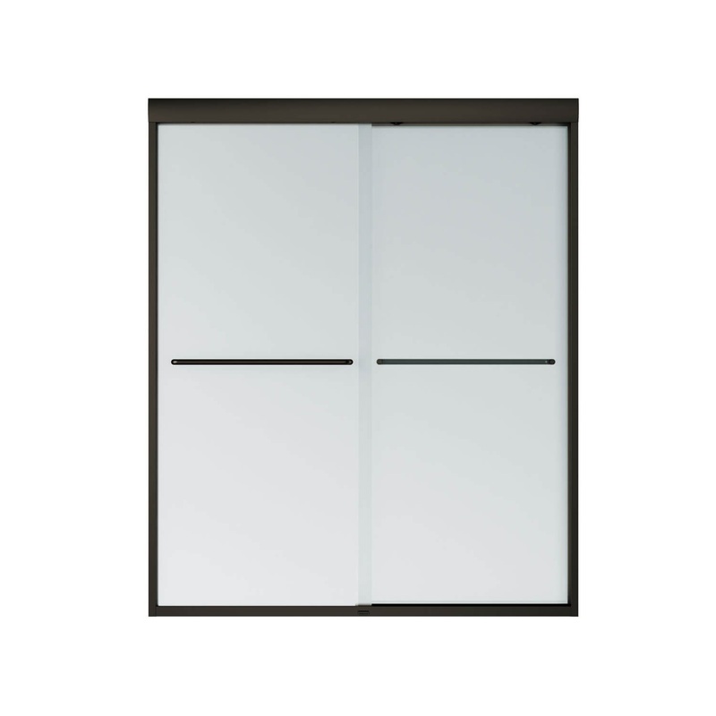MAAX 135665-978-172-000 Aura 55-59 x 71 in. 6 mm Sliding Shower Door for Alcove Installation with Frosted glass in Dark Bronze
