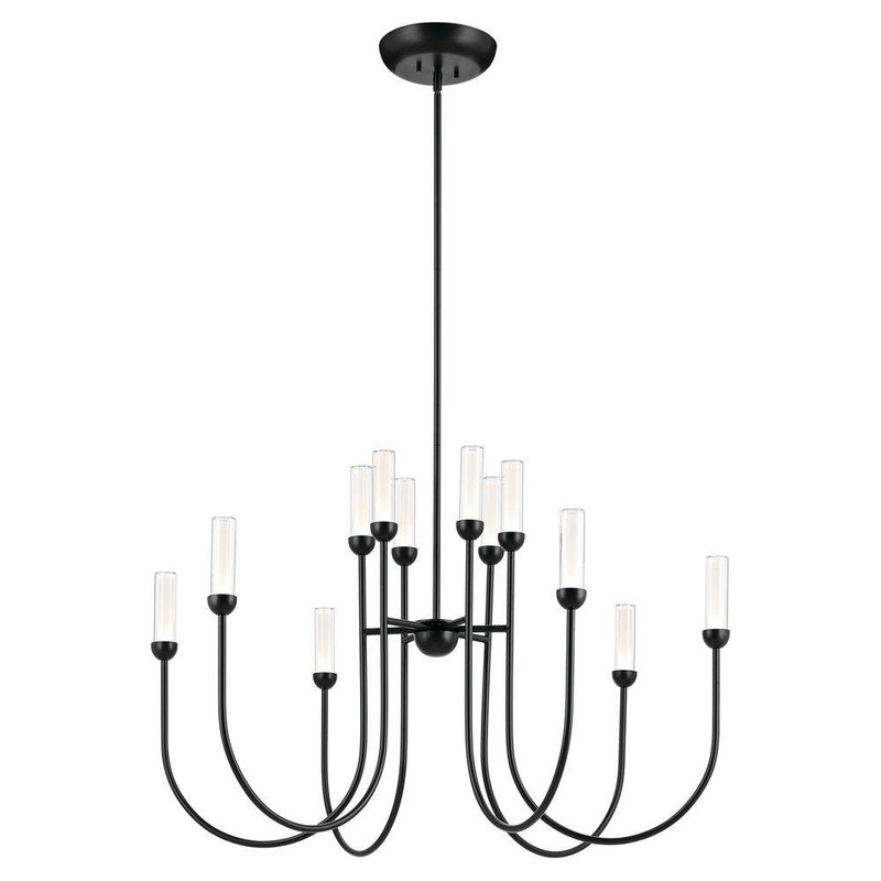 Moraine 40″ LED 12-Light 2-Tier Chandelier Black